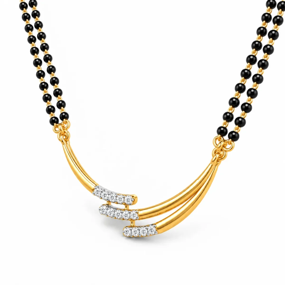 18K Gold Triple Wave Lab-Grown Diamond Mangalsutra - Image 2