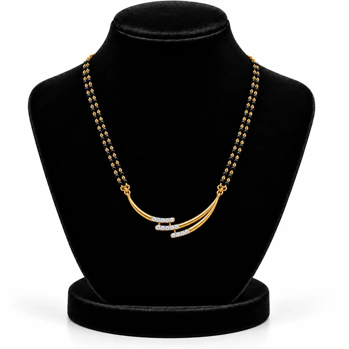 18K Gold Triple Wave Lab-Grown Diamond Mangalsutra - Image 5