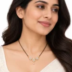 18K Gold Triple Blossom Lab Grown Diamond Mangalsutra - Image 4