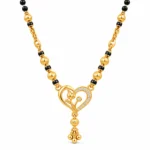 18K gold tulip heart lab grown diamond mangalsutra with black beads and hanging gold charms