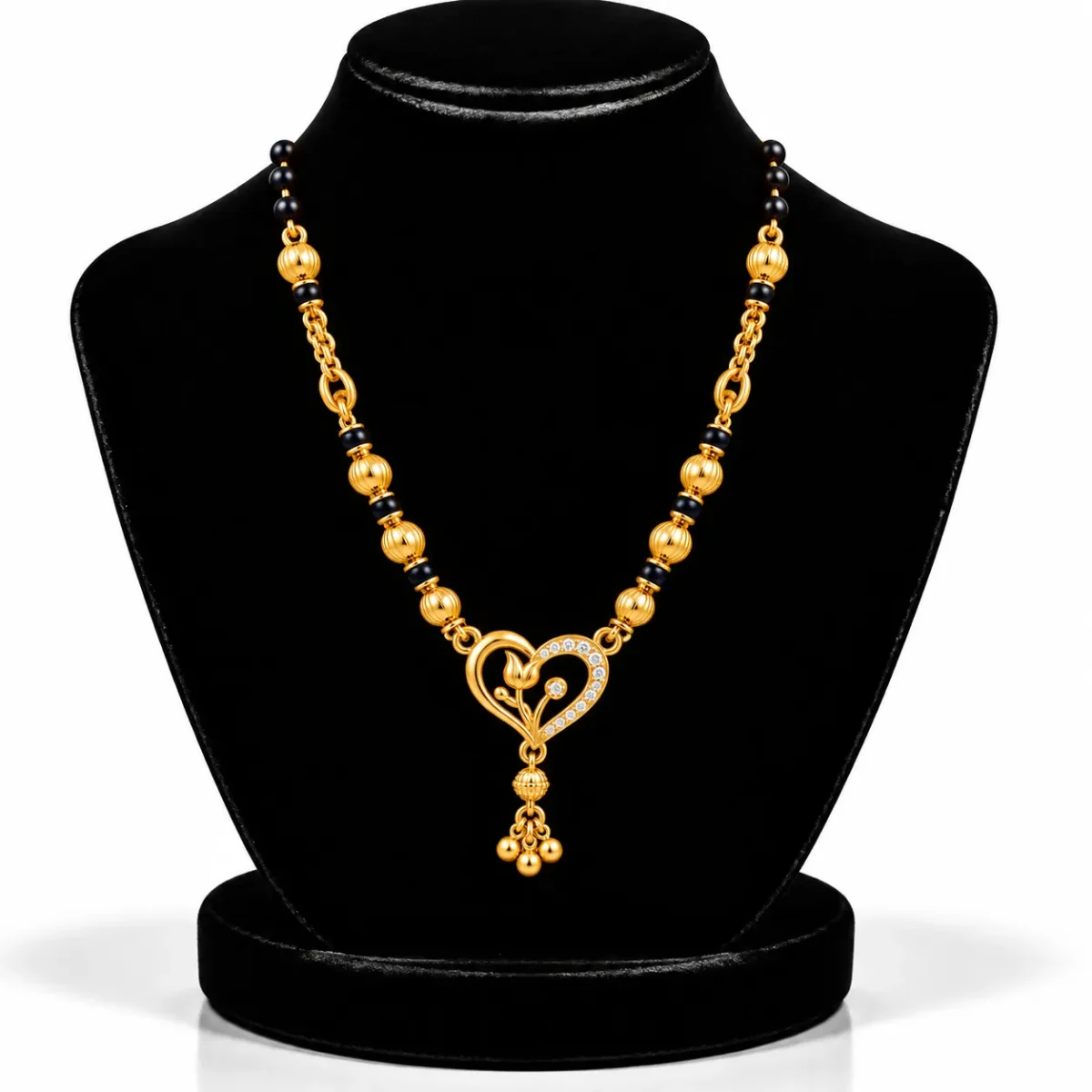 18K Gold Tulip Heart Lab Grown Diamond Mangalsutra for Women - Image 5