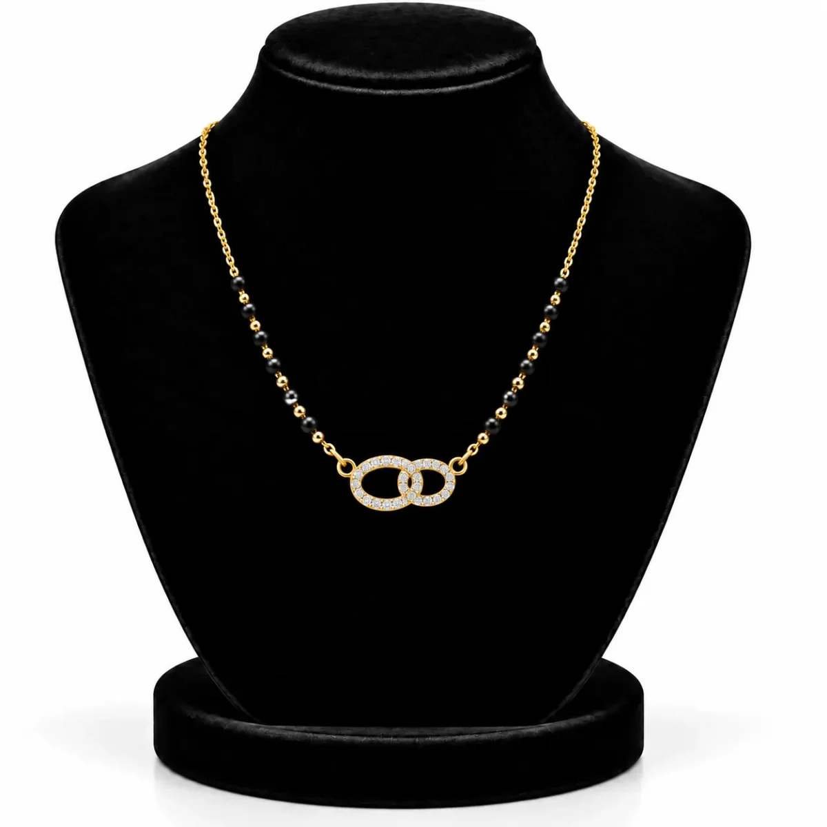18K Gold Twin Halo Lab Grown Diamond Mangalsutra - Image 5