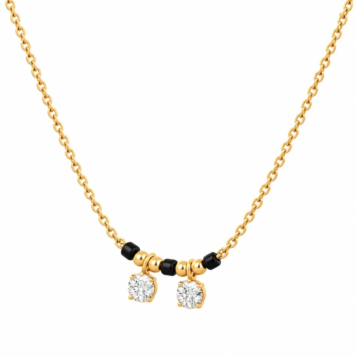 18K Gold Twin Round Lab Grown Diamond Mangalsutra - Image 2