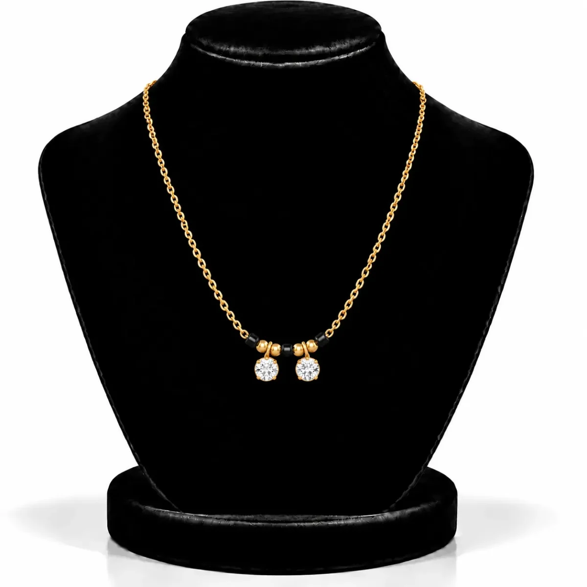 18K Gold Twin Round Lab Grown Diamond Mangalsutra - Image 5