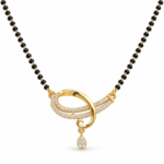 18K Gold Twisted Lab Grown Diamond Mangalsutra with 0.92 Carat E-F Colour VS1 Clarity Diamonds and Traditional Black Beads