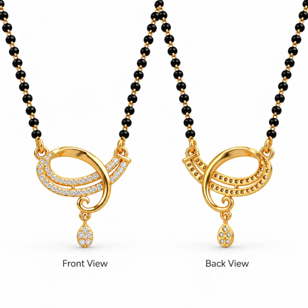 18K Gold Twisted Lab Grown Diamond Mangalsutra - Image 3