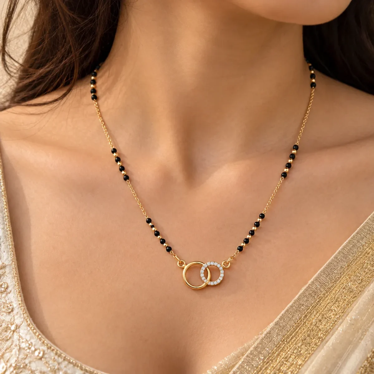 18K Gold Eternal Bond Lab-Grown Diamond Mangalsutra with 0.27 Carat Diamonds