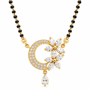 18K Gold Double Floral Lab-Grown Diamond Mangalsutra with 1.50 Carat E-F VS1 Diamonds