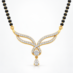 18K Gold Twin Leaf Lab-Grown Diamond Mangalsutra with 1.41 Carat E-F VS1 Diamonds