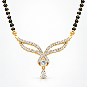 18K Gold Twin Leaf Lab-Grown Diamond Mangalsutra with 1.41 Carat E-F VS1 Diamonds