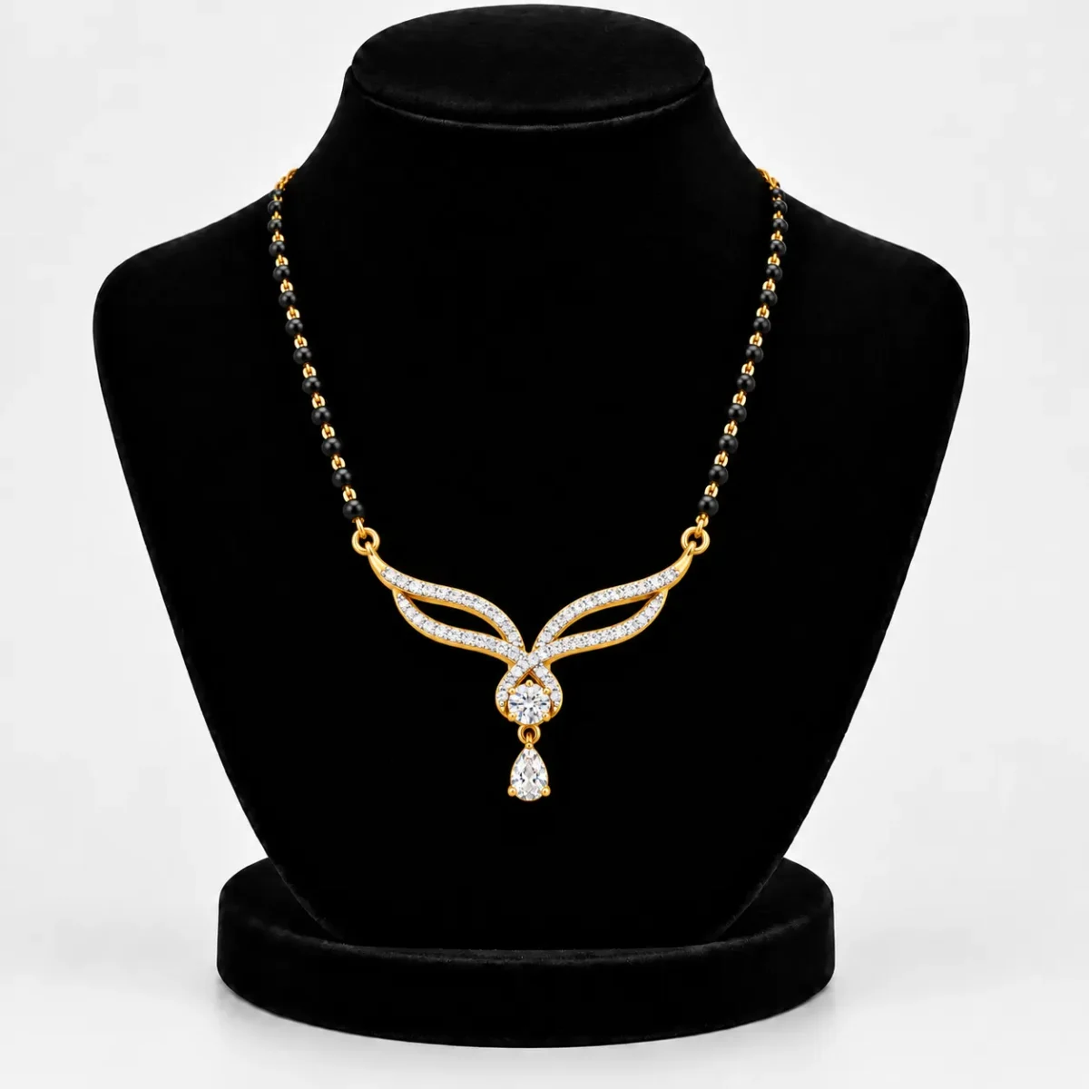 18K Gold Twin Leaf Lab-Grown Diamond Mangalsutra - Image 5