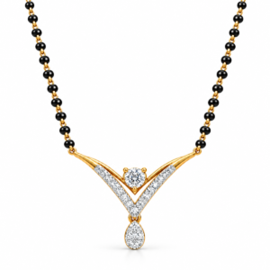 18K Gold V-Shape Lab-Grown Diamond Mangalsutra with 0.54 Carat E-F VS1 Diamonds