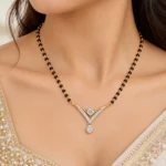 18K Gold V Shape Solitaire Lab Grown Diamond Mangalsutra - Image 4