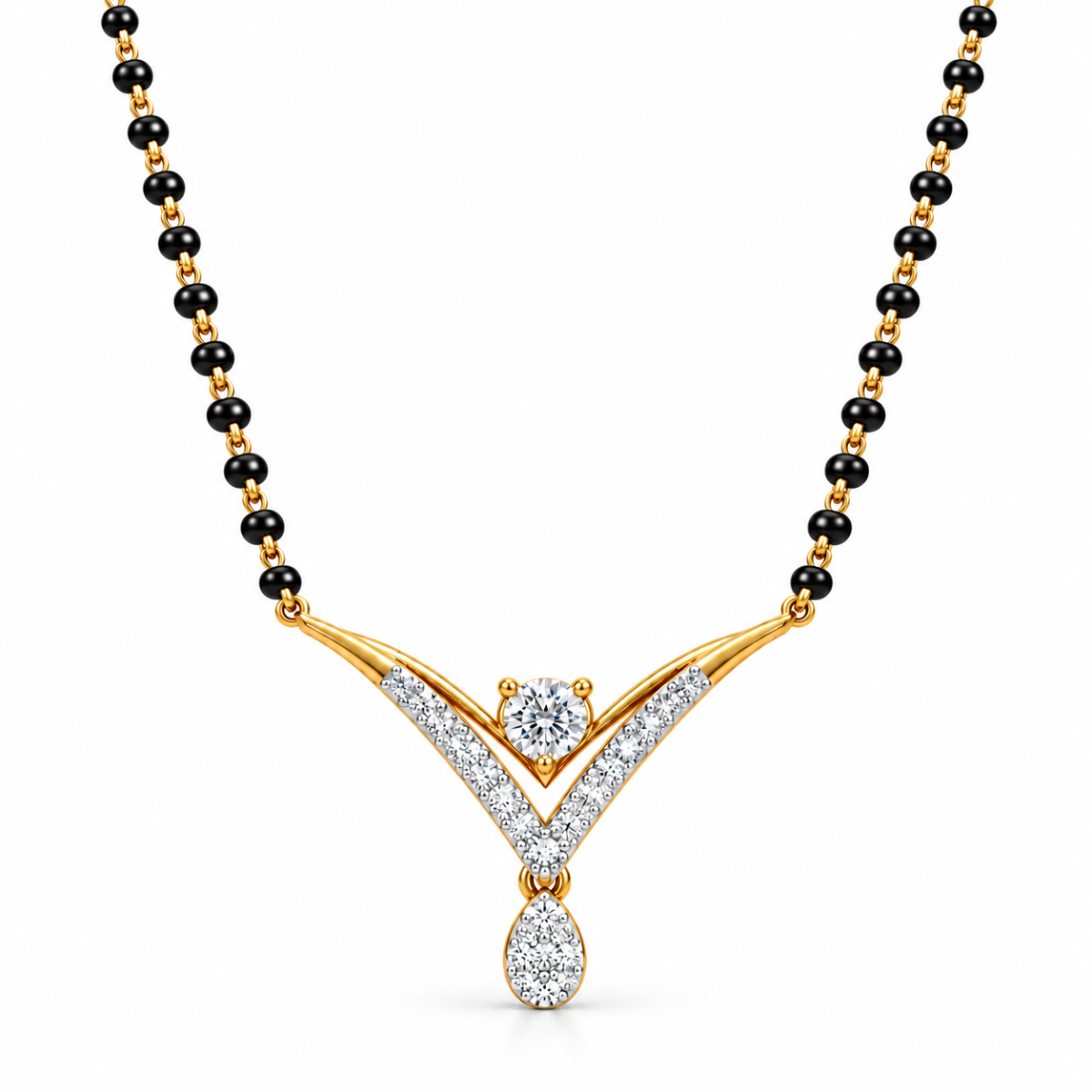 18k Gold V-Shape Lab Grown Diamond Mangalusutra 18K Gold V-Shape Lab-Grown Diamond Mangalsutra with 0.54 Carat E-F VS1 Diamonds