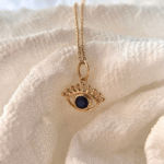 Natural Blue Sapphire Evil Eye Pendant - Image 3