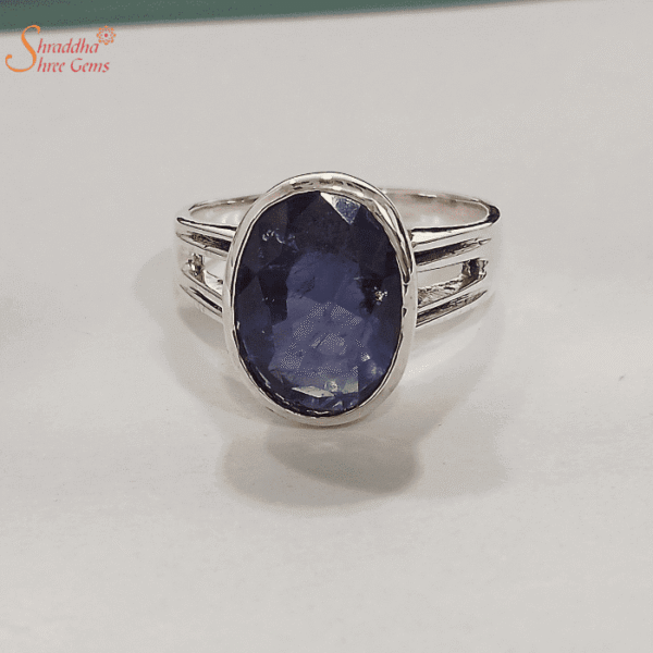 Natural Iolite Gemstone Ring in Sterling Silver