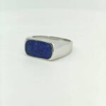 Royal Blue Natural Lapis Lazuli Sterling Silver Ring for Men - Image 2