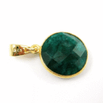 Emerald Gemstone Round Bezel Pendant - Image 3