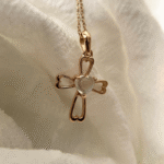 Cabochon Rainbow Moonstone Cross Pendant - Image 4