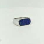Royal Blue Natural Lapis Lazuli Sterling Silver Ring for Men - Image 3