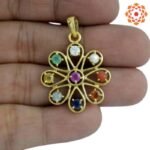 Round Gemstone Navratna Pendant