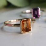 Citrine Solitaire Ring/ Citrine Ring in Emerald Cut - Image 3