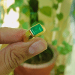 Emerald Cut Natural Green Emerald Wedding Solitaire Men's Ring - Image 4