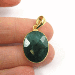 Emerald Bezel Gemstone Oval Pendant - Image 4