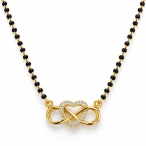 18K Gold Heart Lab-Grown Diamond Mangalsutra with 0.35 Carat Diamonds
