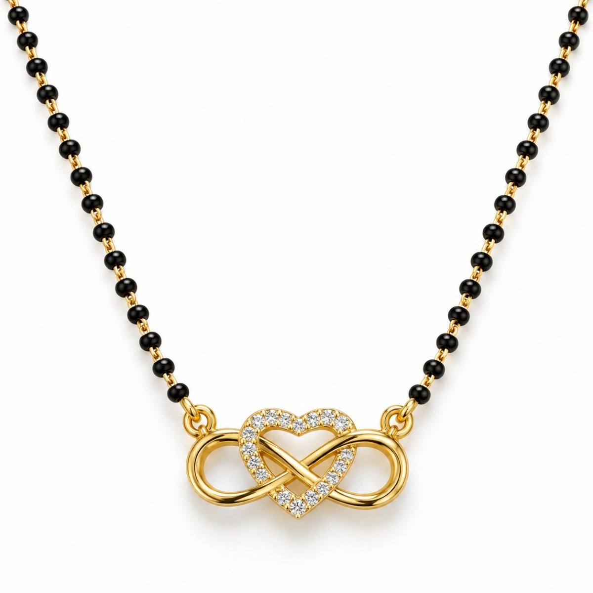 18K Gold Heart Lab-Grown Diamond Mangalsutra – Pure Gems World 18K Gold Heart Lab-Grown Diamond Mangalsutra with 0.35 Carat Diamonds