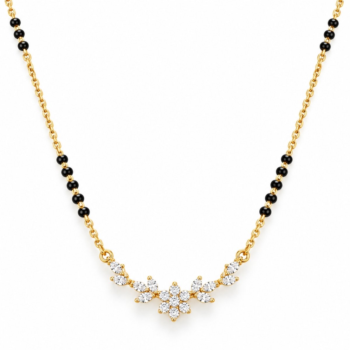 18K Gold Floral Lab-Grown Diamond Mangalsutra – Pure Gems World Floral Lab Grown Diamond Mangalsutra