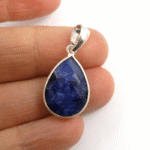 Blue Sapphire Gemstone Teardrop Pendant - Image 5