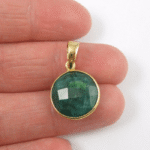 Emerald Gemstone Round Bezel Pendant - Image 5