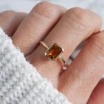 Citrine Solitaire Ring/ Citrine Ring in Emerald Cut - Image 4