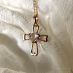 Cabochon Rainbow Moonstone Cross Pendant - Image 5