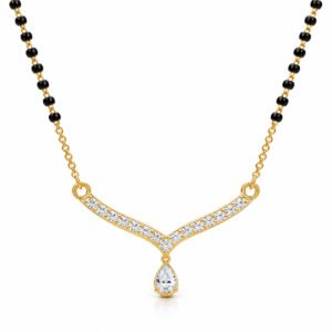 18K Gold Chevron Lab-Grown Diamond Mangalsutra with 0.80 Carat Diamonds
