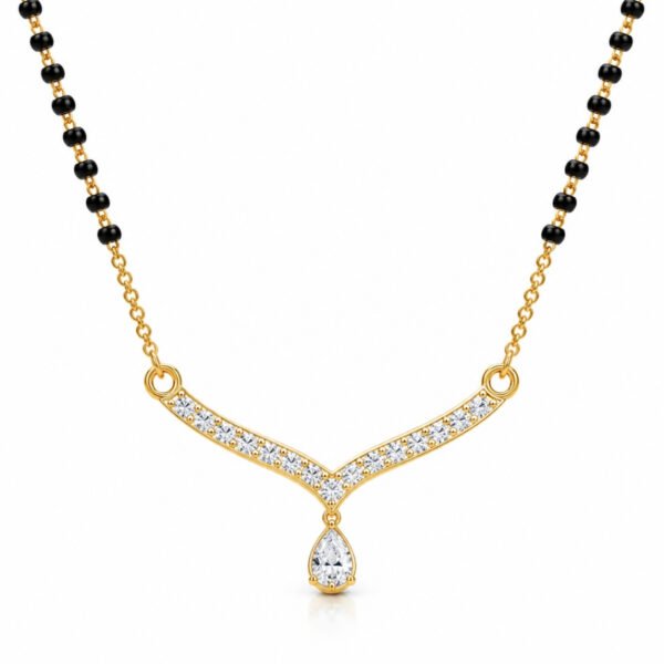 18K Gold Chevron Lab-Grown Diamond Mangalsutra with 0.80 Carat Diamonds