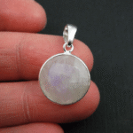 Round Moonstone Gemstone Bezel Pendant - Image 7
