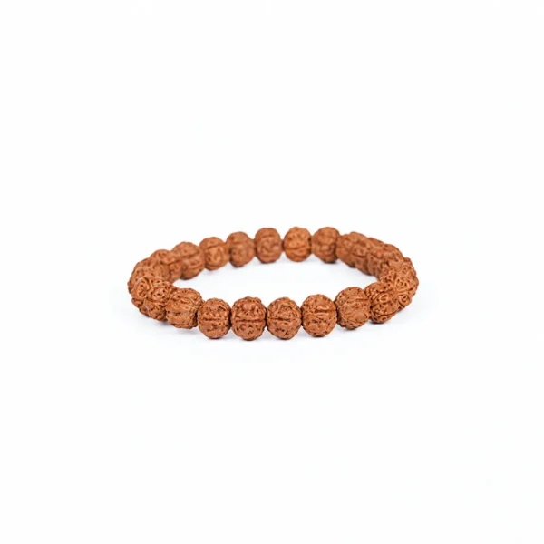 Natural 7 Mukhi Rudraksha Bracelet featuring traditional seven-faced Rudraksha beads arranged in a spiritual wrist bracelet for meditation, prayer, and everyday wear.