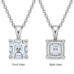 925 Sterling Silver Asscher Cut Solitaire Moissanite Pendant for Women - Image 3
