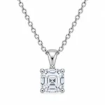 925 Sterling Silver Asscher Cut Solitaire Moissanite Pendant for Women with Four-Prong Setting