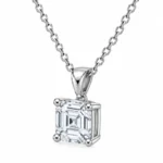 925 Sterling Silver Asscher Cut Solitaire Moissanite Pendant for Women - Image 2