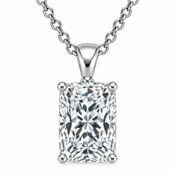 925 Sterling Silver Cushion Cut Solitaire Moissanite Pendant for Women with Four-Prong Setting