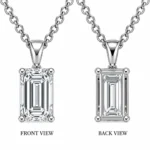 925 Sterling Silver Emerald Cut Solitaire Moissanite Pendant for Women - Image 3