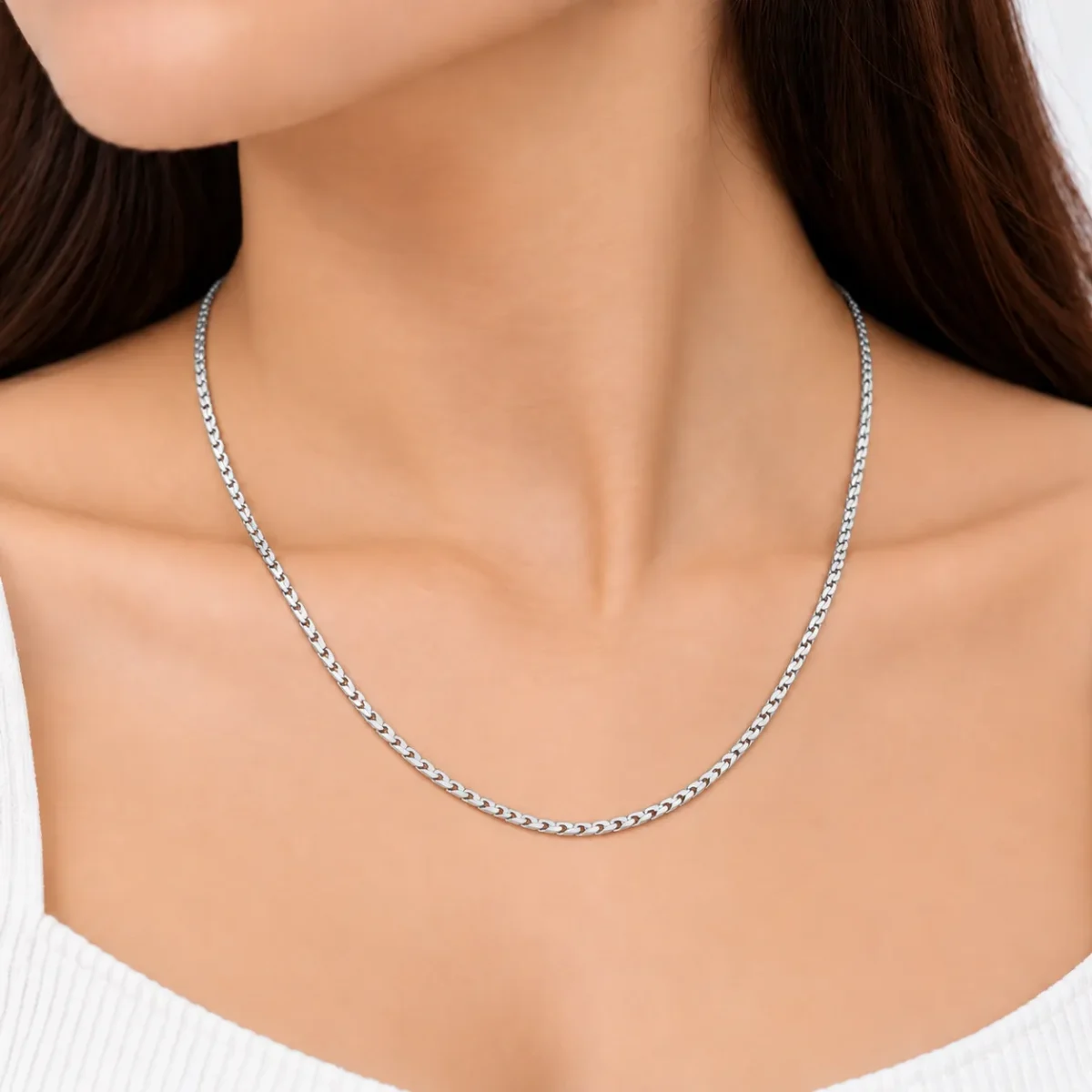 925 Sterling Silver Hallmarked Flat Curb Chain for Women & Men - Image 3