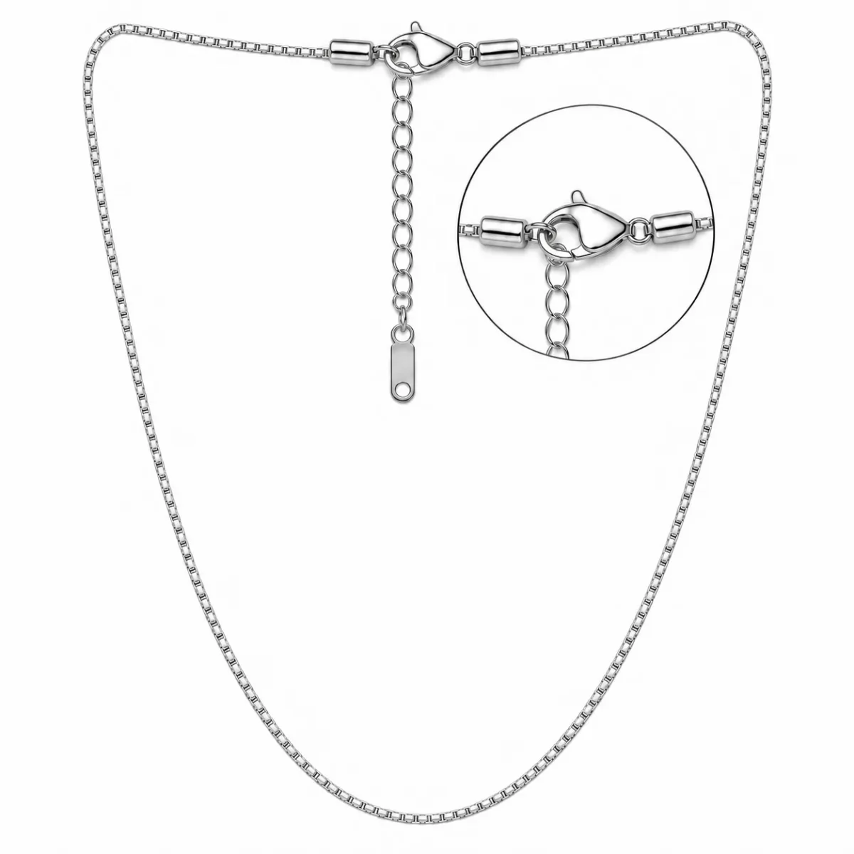 925 Sterling Silver Hallmarked Slim Box Link Chain for Women & Men - Image 2