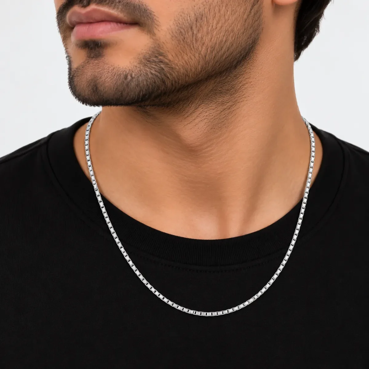 925 Sterling Silver Hallmarked Slim Box Link Chain for Women & Men - Image 4