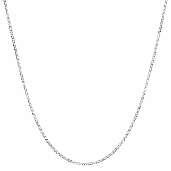 925 Sterling Silver Hallmarked Slim Box Link Chain for Women and Men on White Background