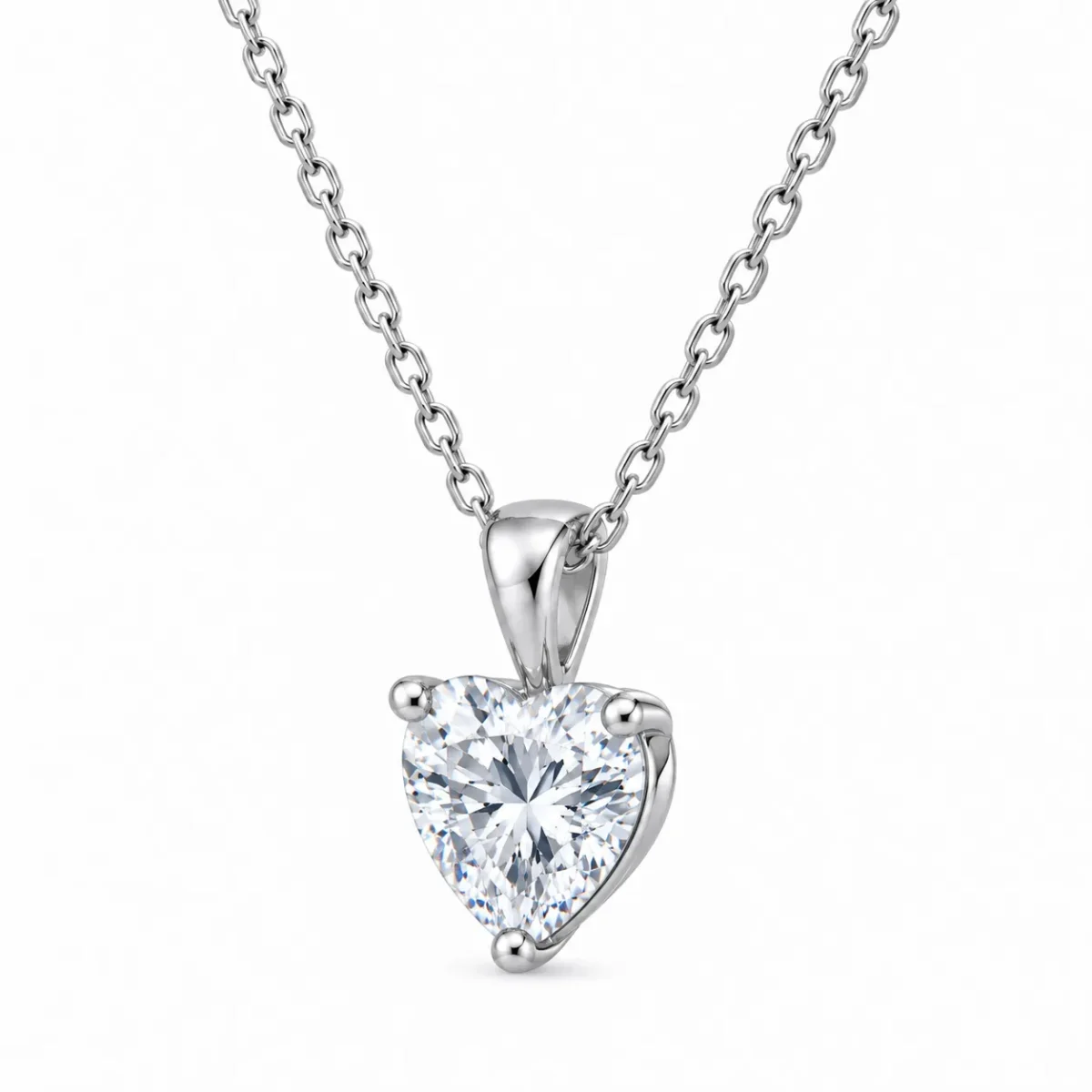 925 Sterling Silver Heart Shape Solitaire Moissanite Diamond Pendant for Women - Image 2