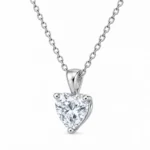 925 Sterling Silver Heart Shape Solitaire Moissanite Diamond Pendant for Women - Image 2